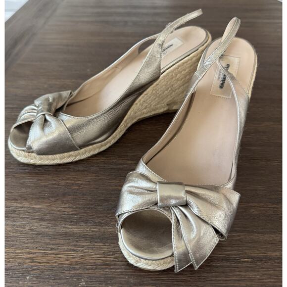 Valentino Garavani Sandals Bronze Gold Wedges Made in Italy 40 - Picture 1 of 10